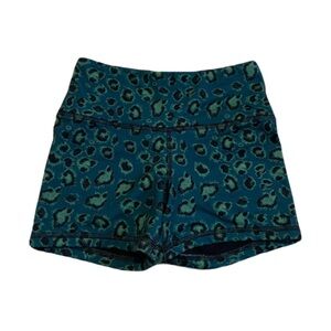 FLEO XS Black & Green Leopard Print High Waisted Shorts